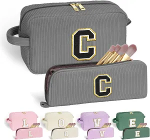YOOLIFE Initial Travel Makeup Bag Cosmetic Bag - Teen Girl Gifts Trendy Stuff Friend Birthday Gifts for Women Teen Girl Kids