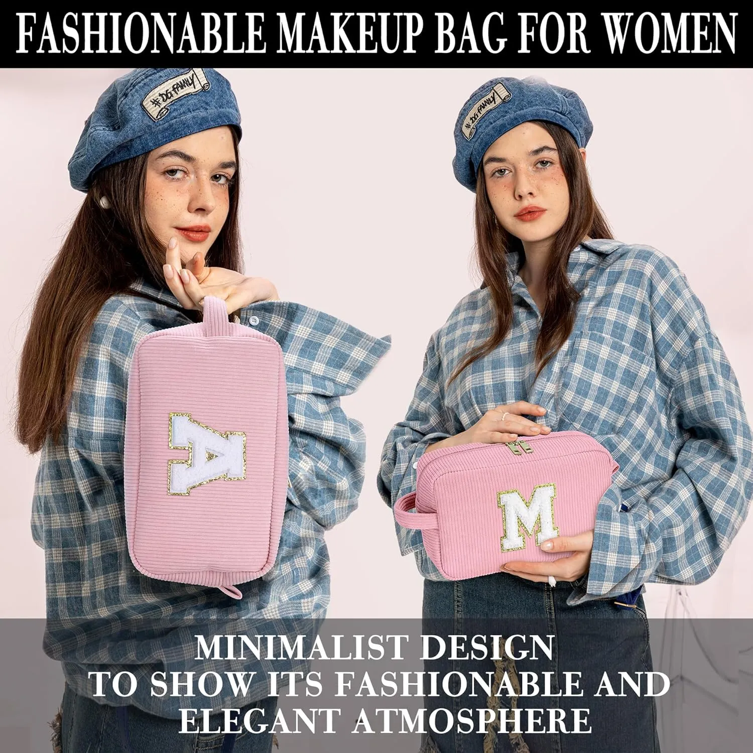 YOOLIFE Initial Travel Makeup Bag Cosmetic Bag - Teen Girl Gifts Trendy Stuff Friend Birthday Gifts for Women Teen Girl Kids