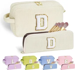 YOOLIFE Initial Travel Makeup Bag Cosmetic Bag - Teen Girl Gifts Trendy Stuff Friend Birthday Gifts for Women Teen Girl Kids