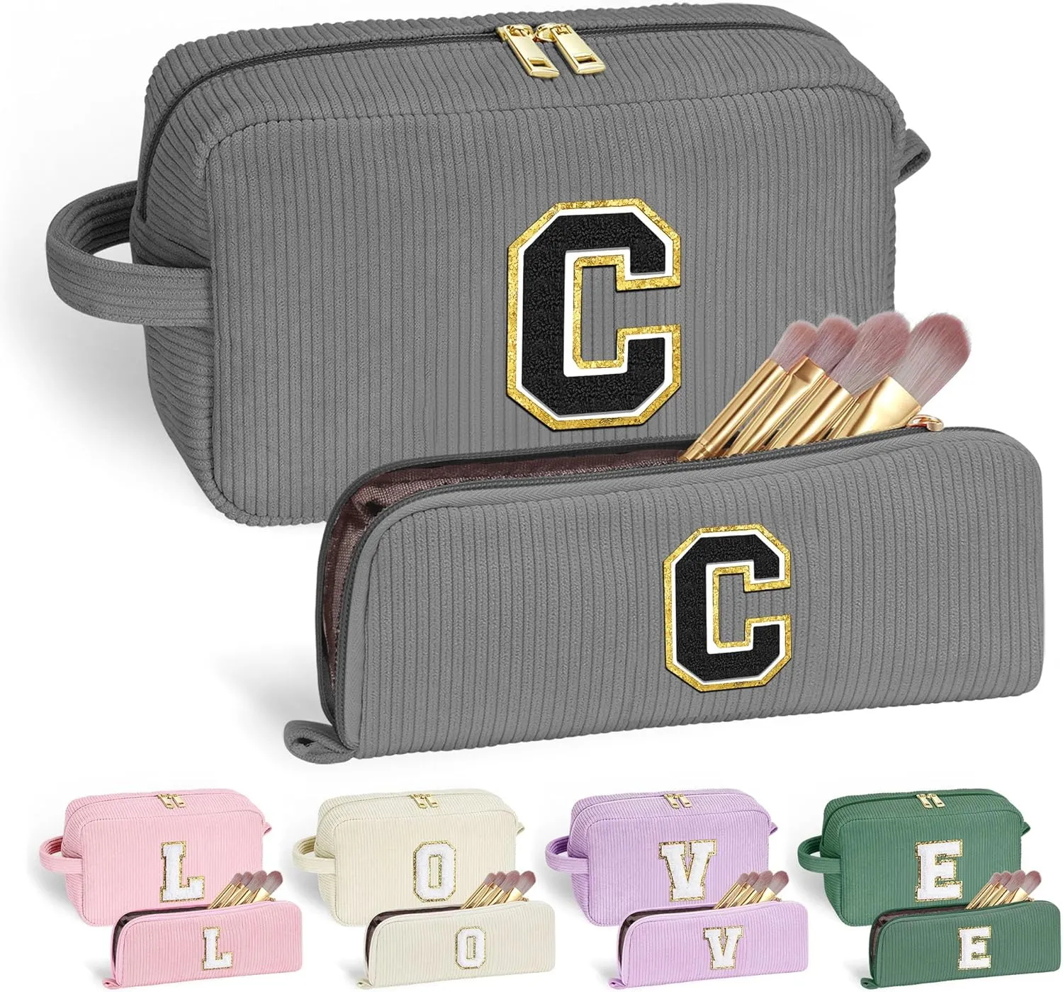 YOOLIFE Initial Travel Makeup Bag Cosmetic Bag - Teen Girl Gifts Trendy Stuff Friend Birthday Gifts for Women Teen Girl Kids