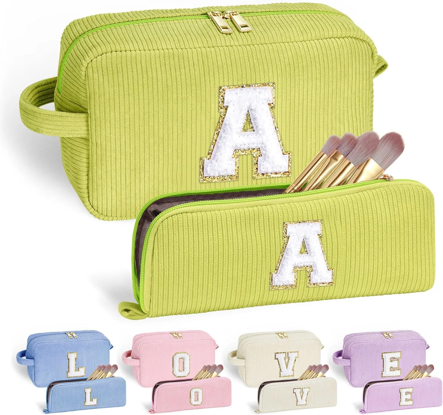 YOOLIFE Initial Travel Makeup Bag Cosmetic Bag - Teen Girl Gifts Trendy Stuff Friend Birthday Gifts for Women Teen Girl Kids