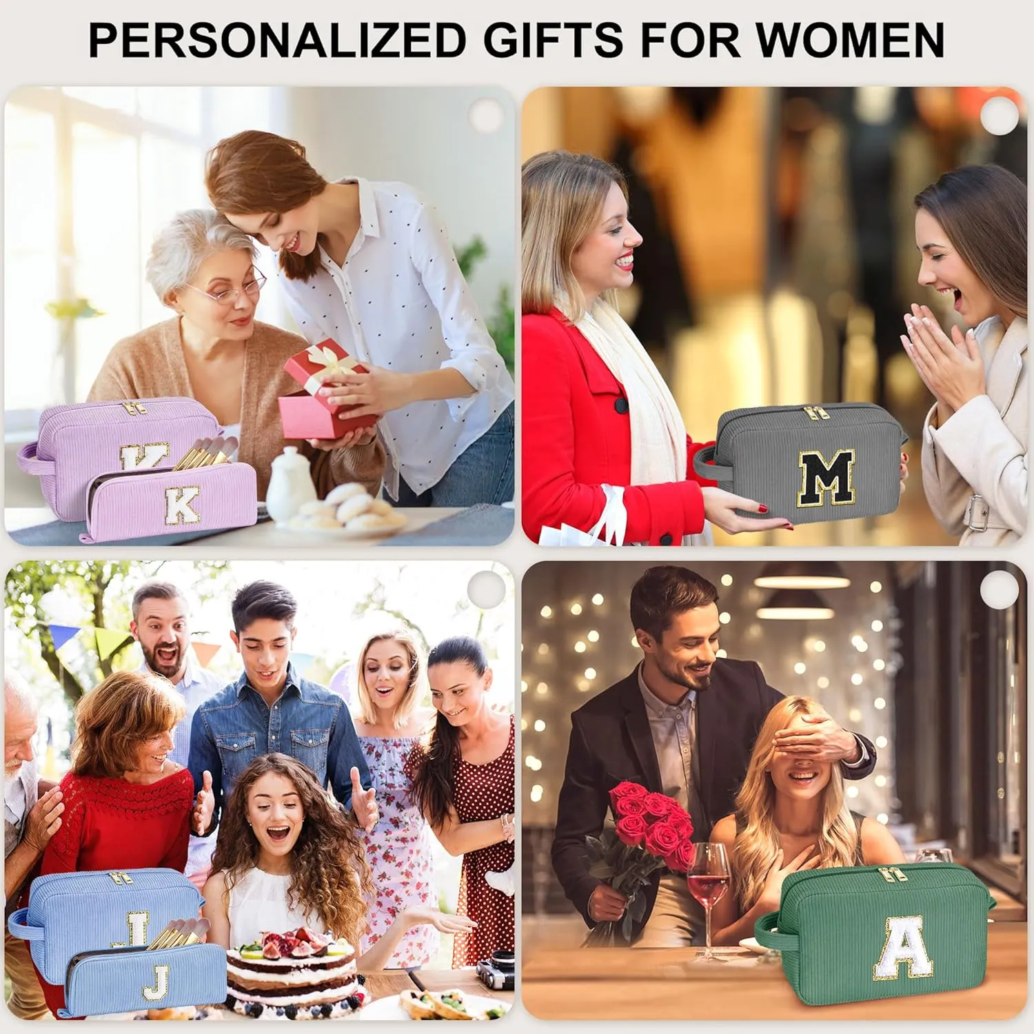 YOOLIFE Mothers Day Gifts - Initial Travel Makeup Bag Cosmetic Bag Friend Birthday Gifts for Women Mom Teen Girls