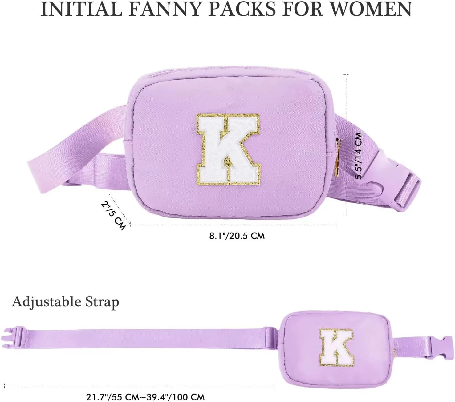 YOOLIFE Personalized Gifts for Women - Cross Body Bag for Woman, Initial Belt Bag Purple Fanny Pack Crossbody Bags for Women Travel Gifts for Women E