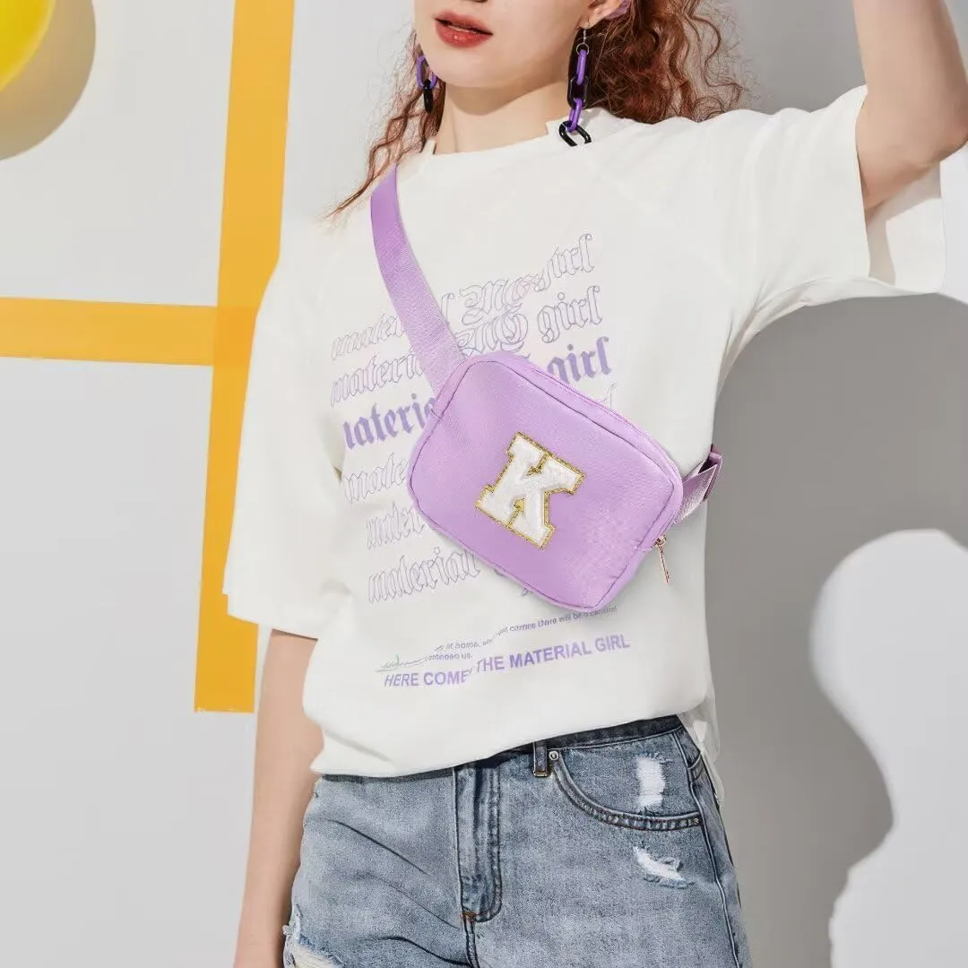 YOOLIFE Personalized Gifts for Women - Cross Body Bag for Woman, Initial Belt Bag Purple Fanny Pack Crossbody Bags for Women Travel Gifts for Women E