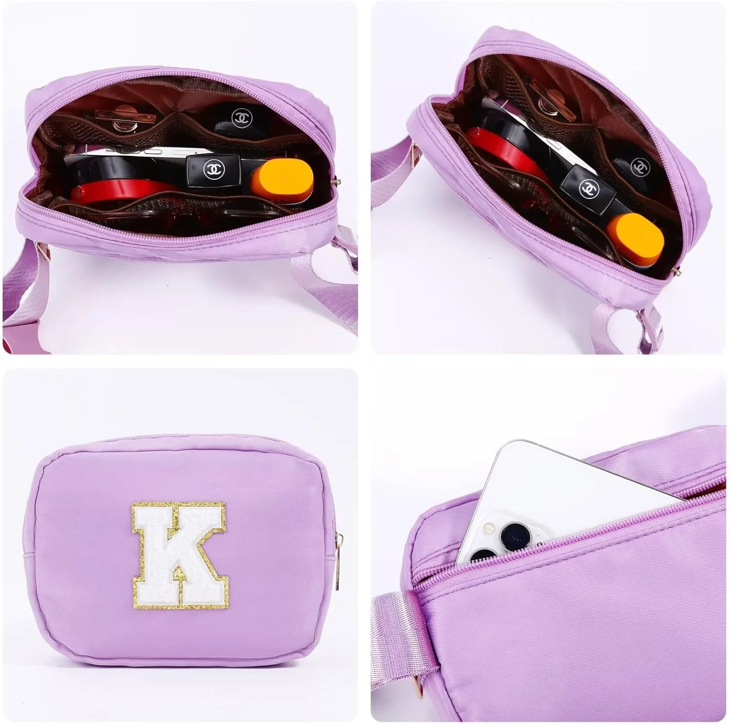 YOOLIFE Personalized Gifts for Women - Cross Body Bag for Woman, Initial Belt Bag Purple Fanny Pack Crossbody Bags for Women Travel Gifts for Women E