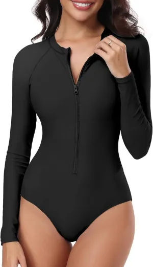 Zando Long Sleeve Rash Guard Swimsuit Women One Piece Swimsuit for Women Long Sleeve Bathing Suit Athletic Rashguard