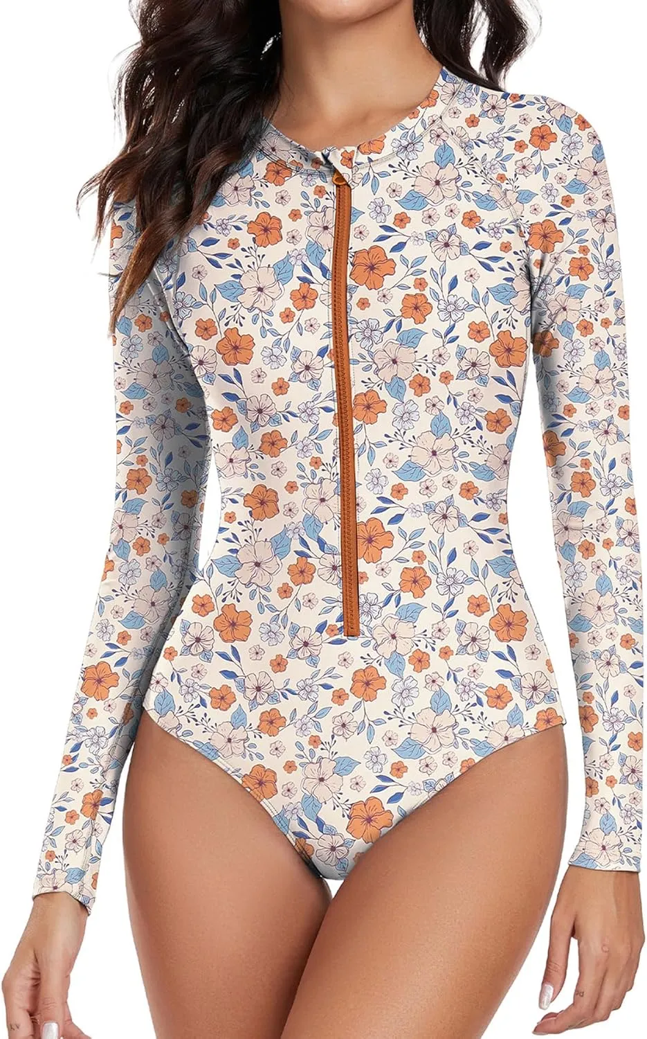 Zando Long Sleeve Rash Guard Swimsuit Women One Piece Swimsuit for Women Long Sleeve Bathing Suit Athletic Rashguard