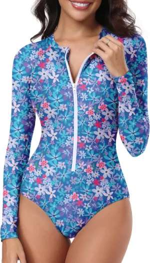 Zando Long Sleeve Rash Guard Swimsuit Women One Piece Swimsuit for Women Long Sleeve Bathing Suit Athletic Rashguard
