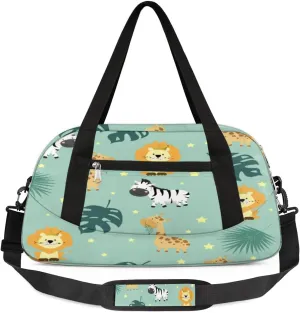 Zebra Giraffe Lion Duffel Bag for Women Men Travel Bag Small Gym Bag Waterproof Workout Overnight Tote Bag for Sport Dance Weekend Yoga