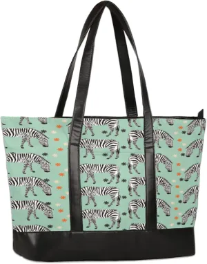 Zebras Flower Laptop Tote Bag for Women Lightweight Work Purse with Multiple Compartments Fits 13-15.6 Inch Laptop Tablet Shoulder Bag for Office Travel Daily Use