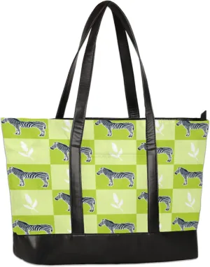 Zebras Leaf Lattice Laptop Tote Bag for Women Lightweight Work Purse with Multiple Compartments Fits 13-15.6 Inch Laptop Tablet Shoulder Bag for Office Travel Daily Use