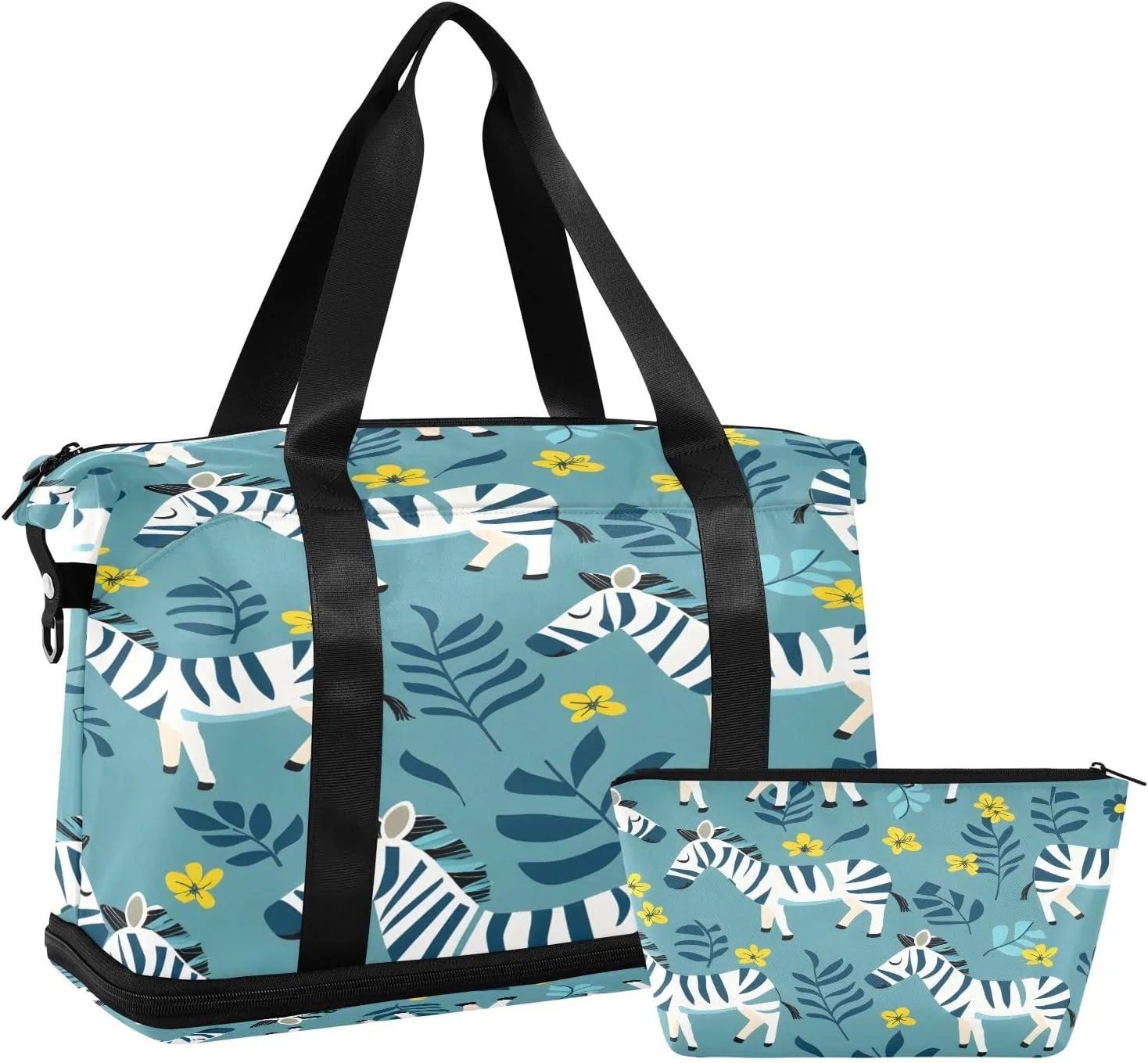 Zebras Travel Duffel Bag Waterproof Gym Sport Tote Bag Carry On Weekender Bag with Compartment