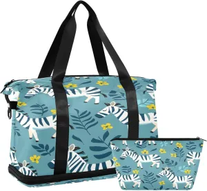 Zebras Travel Duffel Bag Waterproof Gym Sport Tote Bag Carry On Weekender Bag with Compartment