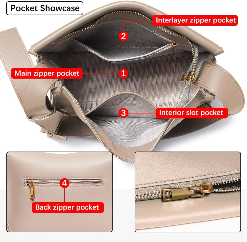 zency 100% Soft Genuine Leather For Female Large Simple Vintage Bucket Bag Women Luxury Shoulder Bags Casual Pillow Crossbody