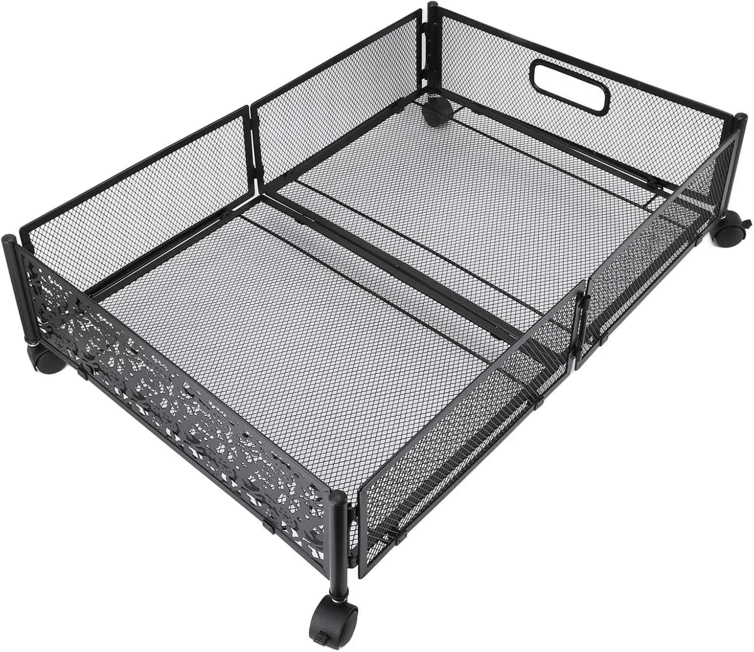 Zerodis Under Bed Drawer Underbed Storage Container,Foldable Under Bed Drawer 360 Degree Rotating Wheels Underbed Storage Box for Most Spaces Closets and Sofa Bottoms Organizers (Black)