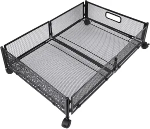 Zerodis Under Bed Drawer Underbed Storage Container,Foldable Under Bed Drawer 360 Degree Rotating Wheels Underbed Storage Box for Most Spaces Closets and Sofa Bottoms Organizers (Black)