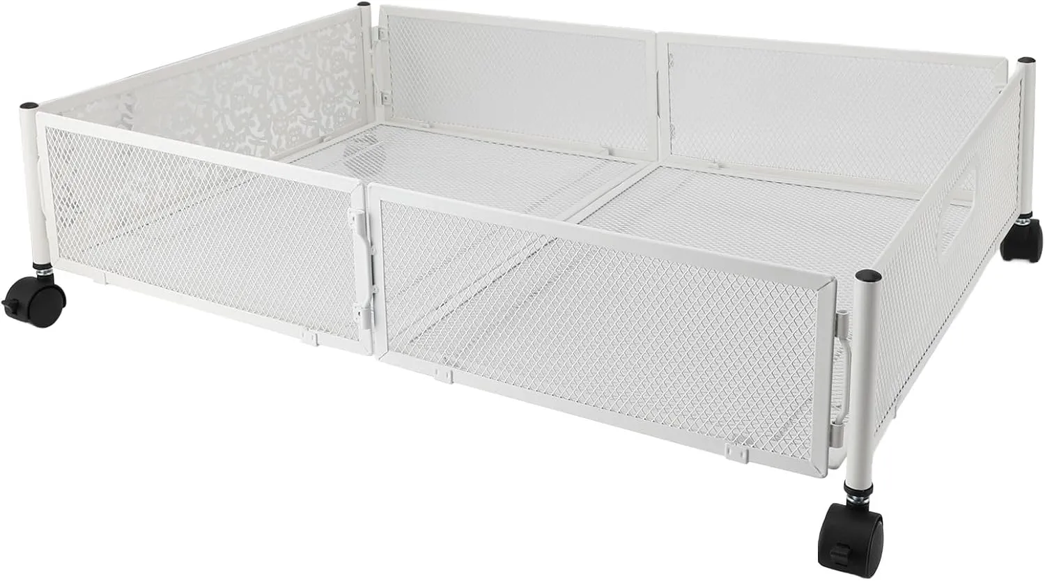 Zerodis Underbed Storage Container, Foldable Under Bed Drawer 360 Degree Rotating Wheels Underbed Storage Box for Most Under Bed Spaces Closets and Sofa Bottoms (White)