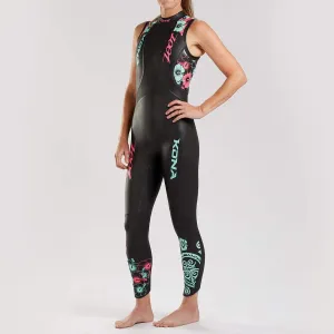Zoot Ladies Kona wetsuit without sleeves with bag made of Yamamoto neoprene, ideal for triathlon and open water swimming