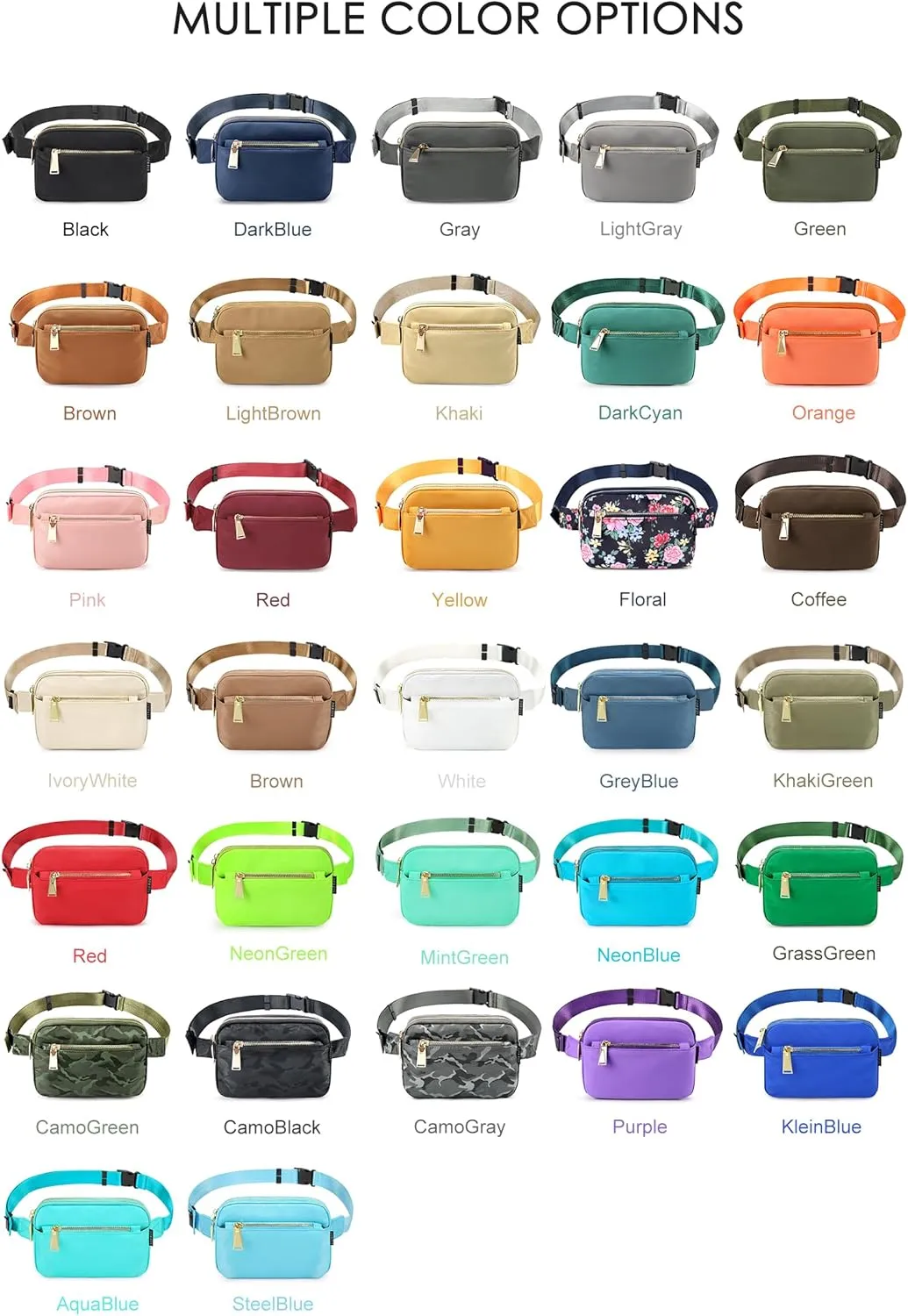 ZORFIN Fanny Packs for Women Men: Crossbody Belt Bag with Adjustable Strap - Fashion Waist Packs for Workout Running Traveling Hiking Gray