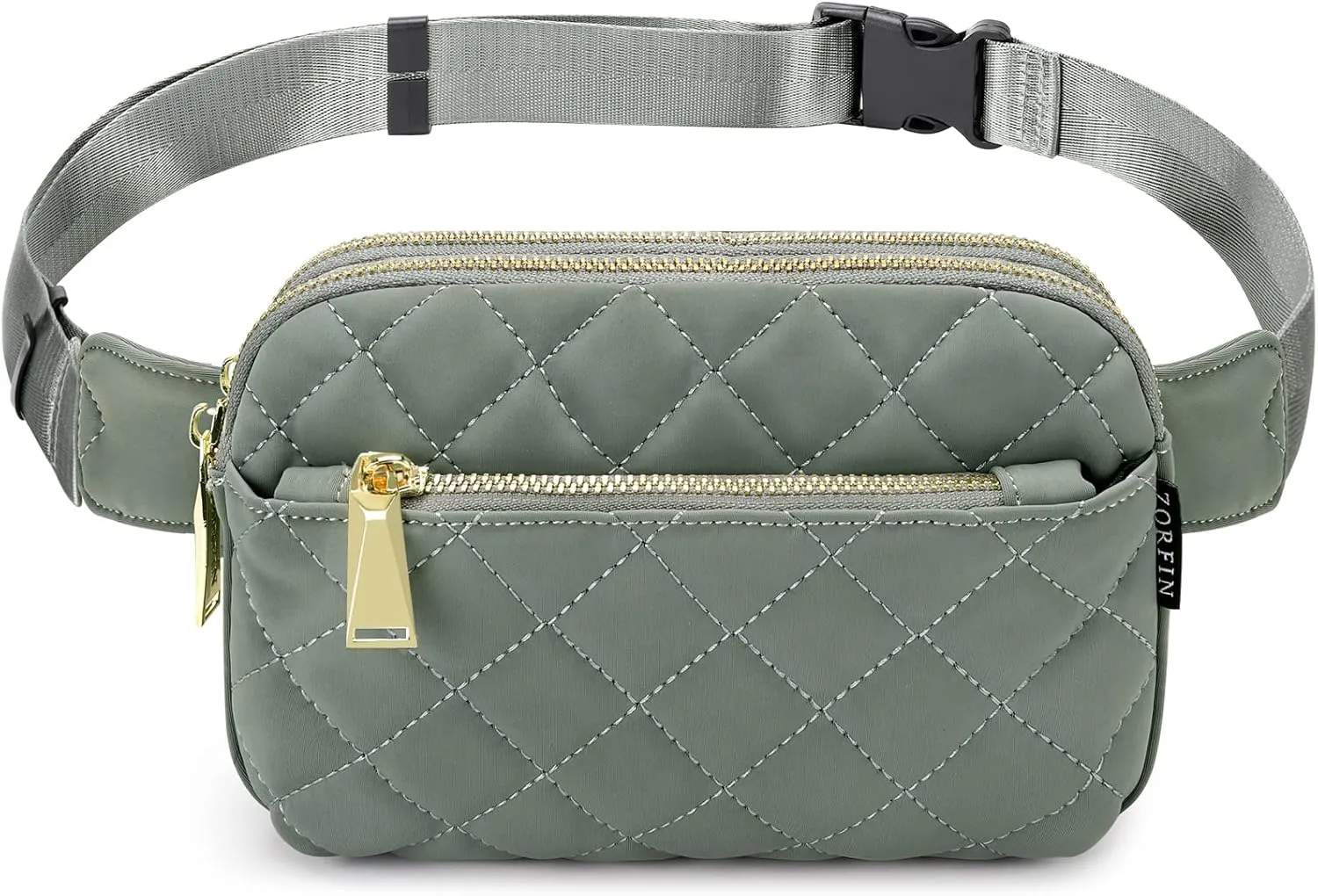ZORFIN Fanny Packs for Women Men: Crossbody Belt Bag with Adjustable Strap - Fashion Waist Packs for Workout Running Traveling Hiking Light Gray